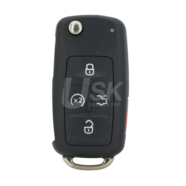 FCC NBG010180T Flip key shell 5 button remote start for Volkswagen Passat Touareg 2012-2015