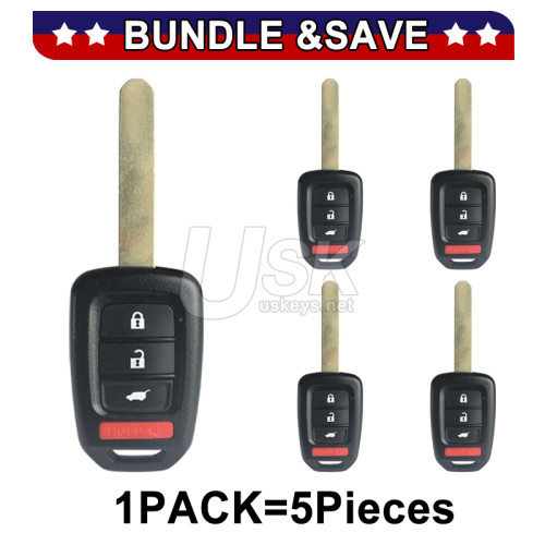 (Pack of 5) FCC MLBHLIK6-1TA Remote head key 4 button 433.9Mhz HITAG3 ID47 HONDA G chip for Honda Civic CRV 2017-2021 PN HLIK6-1TA