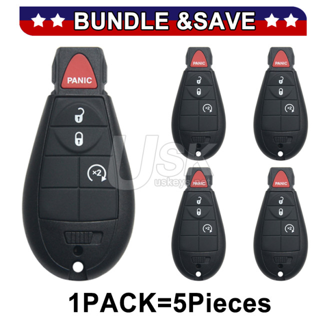 (Pack of 5) FCC GQ4-53T Fobik key 4 button 434Mhz ID46-PCF7961 chip for 2013-2018 Dodge RAM PN 56046955AG