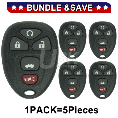 (Pack of 5) FCC KOBGT04A Keyless Entry Remote 5 button 315Mhz ASK for GM Buick Chevrolet Pontiac Saturn 2004-2012 P/N 22733524