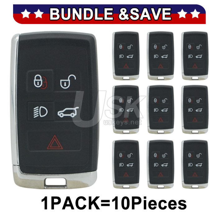 (Pack of 10) Smart key shell 5 button for Jaguar XF XJ EX F-Pace F-Type 2019