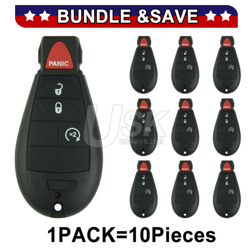 (Pack of 10) FCC GQ4-53T fobik key shell 4 button for Dodge RAM Jeep Cherokee 2014-2018