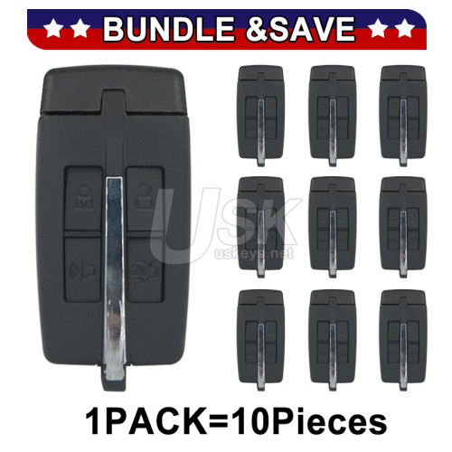 (Pack of 10) FCC M3N5WY8406 Smart key shell 4 button for Lincoln MKS MKX 2009-2010 P/N 164-R7032