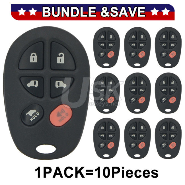 (Pack of 10) FCC GQ43VT20T Keyless Entry Remote Shell 6 button for Toyota Sienna 2005-2009 PN 89742-AE050