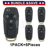 (Pack of 5) FCC N5F-A08TAA Flip key 4 button 315Mhz Hitag Pro-ID49 chip for Ford Fusion 2013-2016 PN 164-R7986