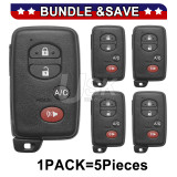 (Pack of 5) FCC HYQ14ACX Smart key 4 button 315Mhz for Toyota Prius 2010-2015 PN 89904-47150 (GNE Board 5290)