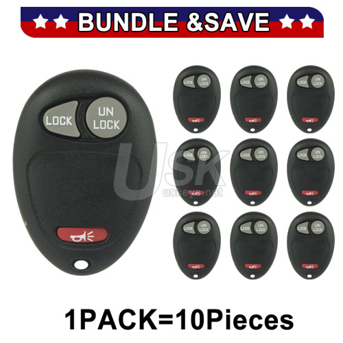 (Pack of 10) L2C0007T Keyless Entry Remote Shell 3 button for GMC Chevrolet Buick 2001-2009