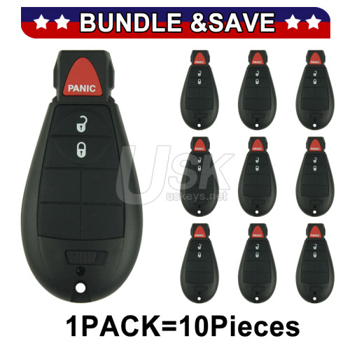 (Pack of 10) FCC GQ4-53T fobik key shell 3 button for Dodge RAM Jeep Cherokee 2013-2015