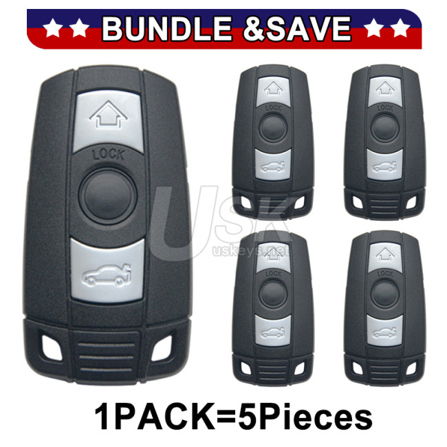 (Pack of 5) FCC KR55WK49127 KR55WK49123 Smart Key 3 button 315Mhz ID46-PCF7945 chip Hitag2 for BMW 1, 3, 5 Series 2006-2013 CAS3