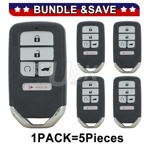 (Pack of 5) FCC KR5V2X 433.9mhz Smart key 5 button 47 chip for Honda Civic CRV Pilot 2016-2018 PN 72147-TLA-A01