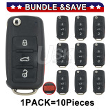 (Pack of 10) FCC NBG010180T Flip Key shell 4 button for Volkswagen CC Beetle 2014 P/N 5K0837202R 5K0837202A 5K0837202AE