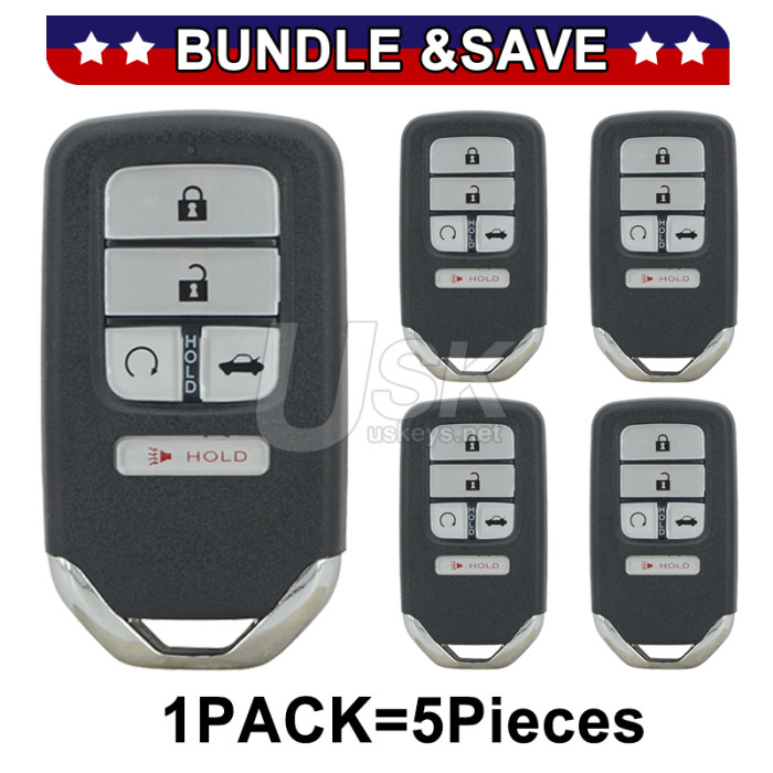 (Pack of 5) Honda Civic 2016-2018 FCC KR5V2X Aftermarket Smart Key 5 Button PN 72147-TBA-A11 72147-TBA-A12