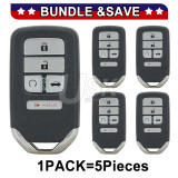 (Pack of 5) FCC KR5V2X 433.9mhz Smart key 5 button 47 chip for Honda Civic 2016-2018 PN 72147-TBA-A11