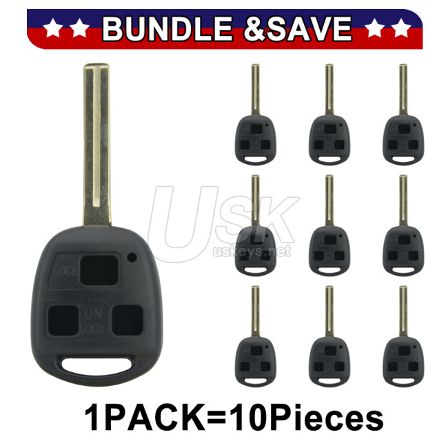 (Pack of 10) Remote head key shell 3 button TOY48 long blade for Lexus GX470 RX350 SC430 2006-2009