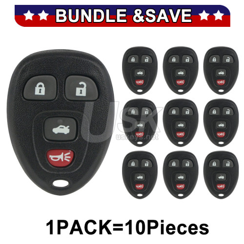 (Pack of 10) FCC OUC60270/OUC60221 Keyless Entry Remote Shell 4 button for GM Chevrolet Impala Buick Lucerne Cadillac DTS 2006-2013