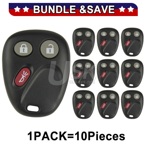 (Pack of 10) LHJ011 Keyless Entry Remote Shell 3 button for Chevrolet Cadillac GMC Hummer Pontiac Saturn 2003-2006