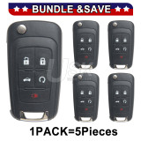 (Pack of 5) FCC OHT01060512 Flip keyless key 5 button 434Mhz ID46 for 2010-2016 Buick Encore Lacrosse Chevrolet Equinox Cruze GMC Terrain V2T01060512 P/N 23335584