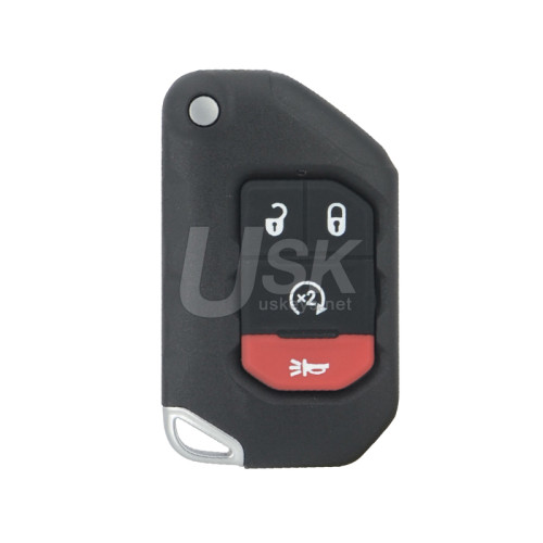 FCC OHT1130261 Flip key shell 4 button for 2018-2019 Jeep Wrangler