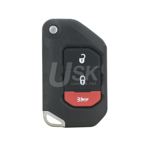 FCC OHT1130261 Flip key shell 3 button for 2018-2019 Jeep Wrangler