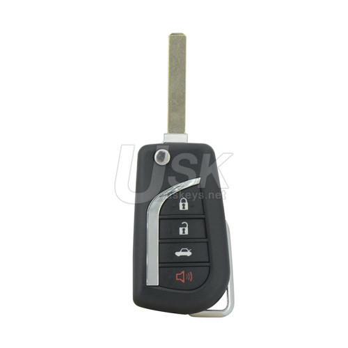 Flip key shell 4 button VA2 blade for Toyota Hilux Corolla Camry