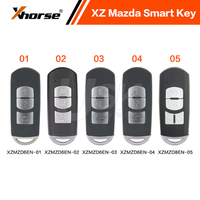 Xhorse XZMZD6EN 3 Button / XZMZD8EN 4 Button XZ Series Mazda Style Complete Smart Keys