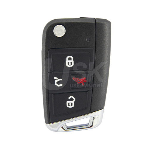 VW Volkswagen Golf GTI PN 5G0 959 752 BE 2015-2019 FCC NBGFS12P01 Aftermarket Keyless Flip Key 4 Button