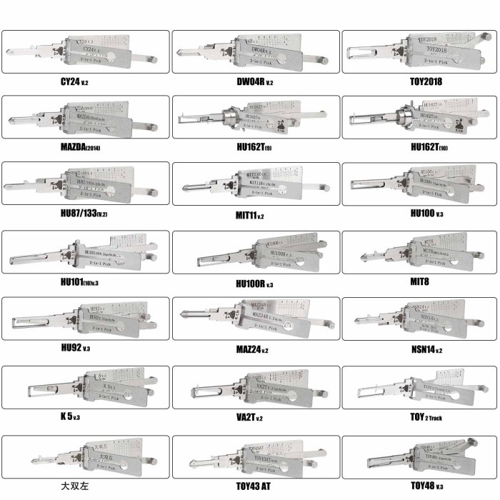 Original Lishi tool box set full lishi 2 in 1 Auto Pick and Decoder 32pcs kits with free lishi key cutter