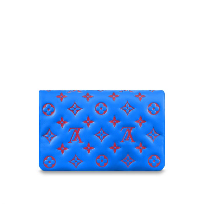 M80743 Louis Vuitton Embossed Lambskin Pochette Coussin-Blue/Red