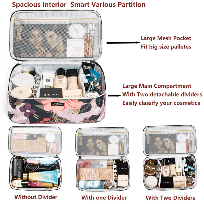 US$ 19.99 - AMOIGEE Large Makeup Bag Organizer,Travel Cosmetic Bag -  www.bagzing.com