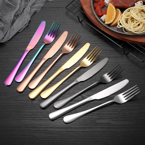 Luxury High Quality Western Cutlery Set Stainless Steel Silver Black Rose Gold Flatware Kitchen Wedding Fork Knife And Spoon Set