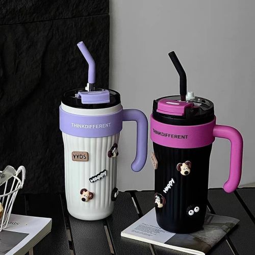 Insulation ice protection cup office women with handle accompanying cup double drinking cup students riding drinking cup