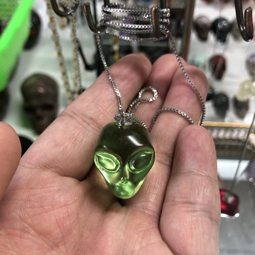 Green Obsidian Alien pendants