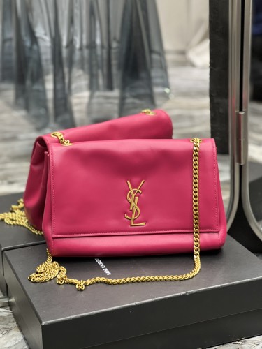 YSL Kate Medium Reversable Chain  Bag In Suede And Smooth Leather Pink