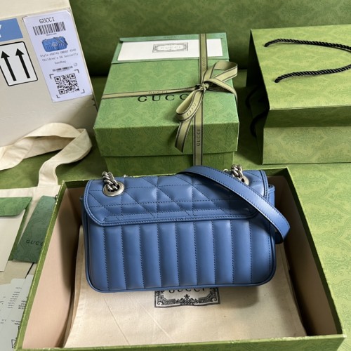 Gucci GG Marmont Matelassé Mini Bag Blue Leather