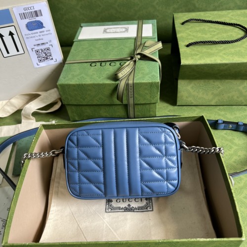 Gucci GG Marmont Mini Shoulder Bag Blue Leather