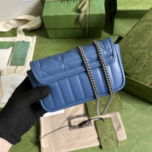 Gucci GG Marmont Super Mini Bag Blue Leather