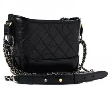 CHANEL Aged Calfskin Quilted Small Gabrielle Hobo Black