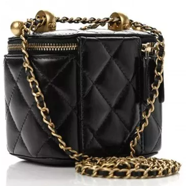 CHANEL Calfskin Quilted Mini Perfect Fit Vanity Case With Chain Black