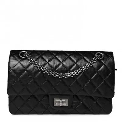 CHANEL Aged Calfskin Quilted 2.55 Reissue 225 Flap Black