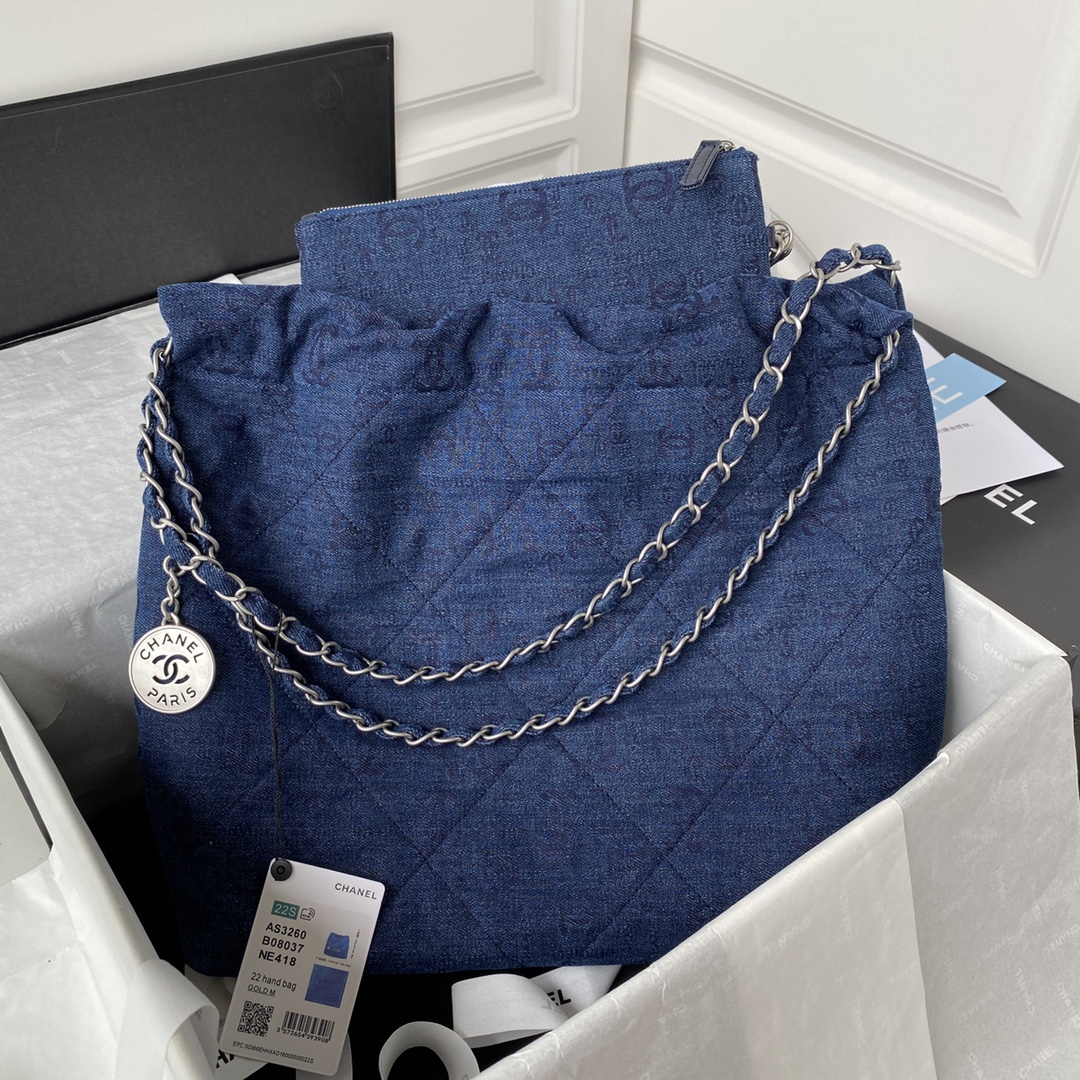 US$ 246.05 - 2022 Top New Original Chanel 22 denim bag Tote bags