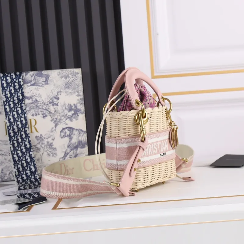 Small Lady Dior Bag Pink weave 0003 XB032 20cm