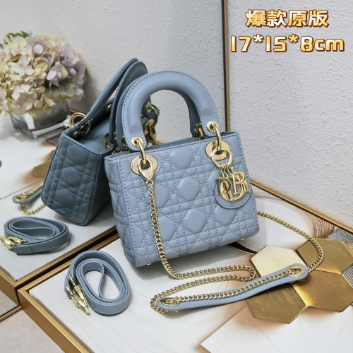 Mini Lady Dior Bag Blue Sheepskin 2077 LM051 17cm