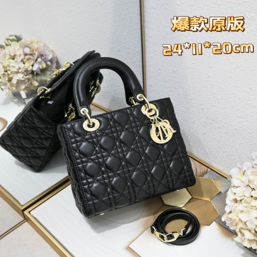 Medium Lady Dior Bag Black Sheepskin LM071 24cm