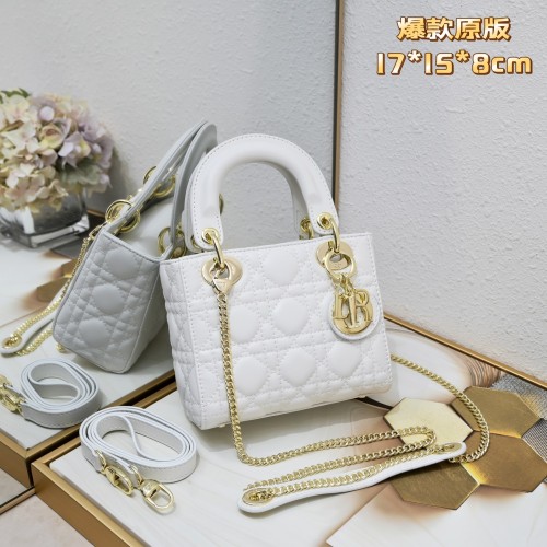 Mini Lady Dior Bag White Sheepskin 2077 LM051 17cm