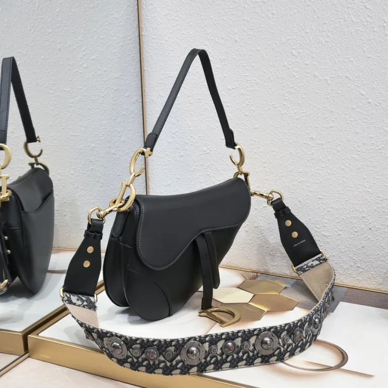 Saddle Bag Black with Nailing strap 1033 XB012 25.5cm