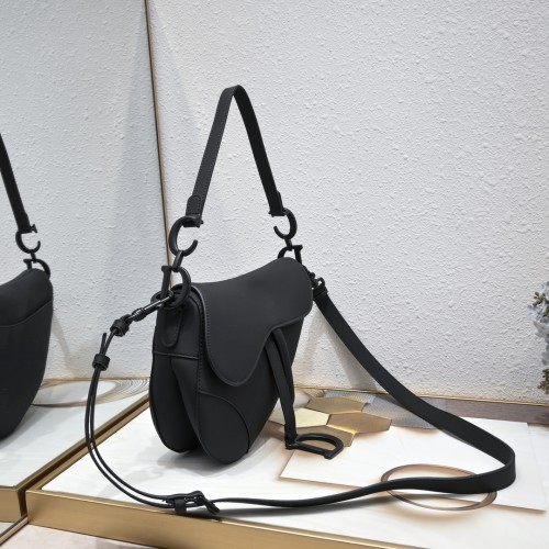 Saddle Bag Black Matte Thin Straps 6680 XB012 25.5cm