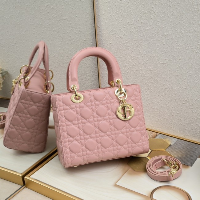 Medium Lady Dior Bag Pink Sheepskin LM071 24cm