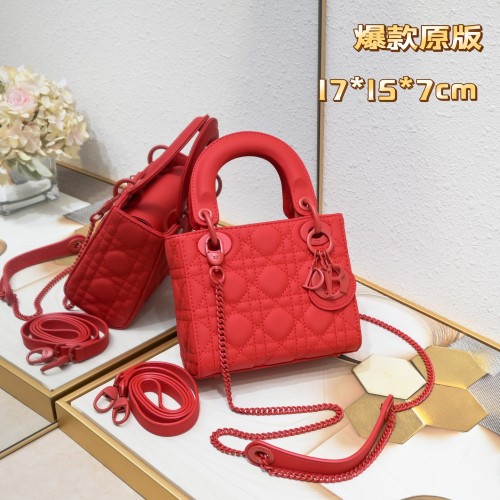 Mini Lady Dior Bag Red Matte 2022 LM051 17cm