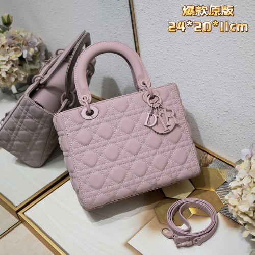 Medium Lady Dior Bag Purple Matte 2022 LM071 24cm