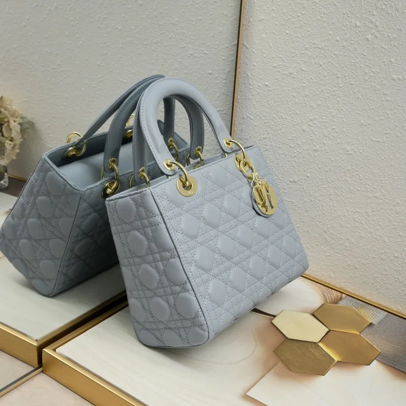 Medium Lady Dior Bag Blue Sheepskin LM071 24cm